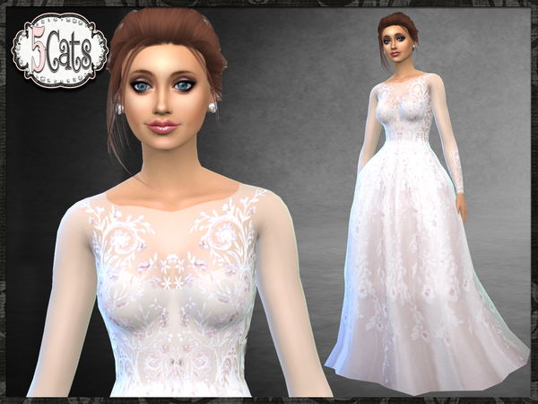 Sims 4 GH Beaded Floral Embellished Bridal Gown by Five5Cats at TSR