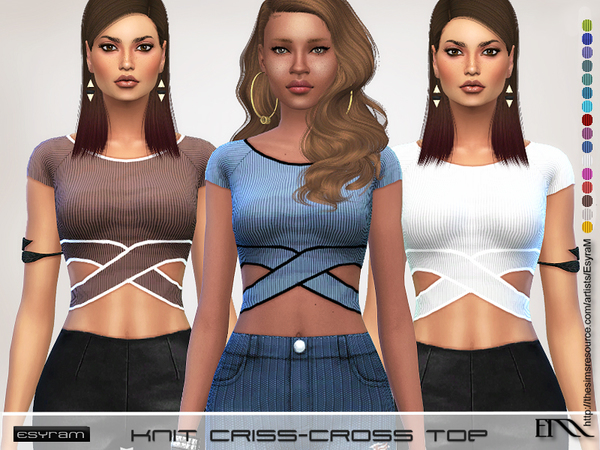 Sims 4 Knit Criss Cross Top by EsyraM at TSR