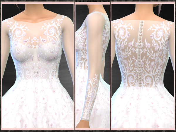 Sims 4 GH Beaded Floral Embellished Bridal Gown by Five5Cats at TSR