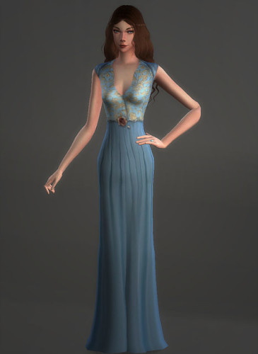 Rose Brocade Dress Margaery Tyrell at Magnolian Farewell » Sims 4 Updates