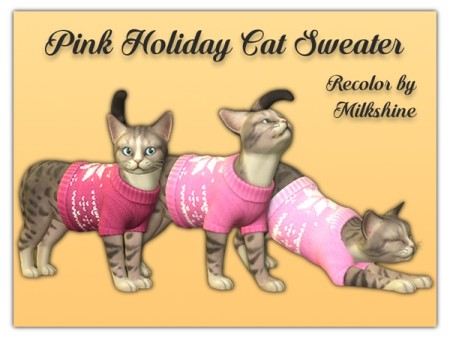 Pink Holiday Cat Sweater by Milkshine at TSR