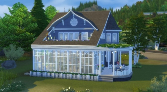 Sims 4 Blue house by Pyrénéa at Sims Artists