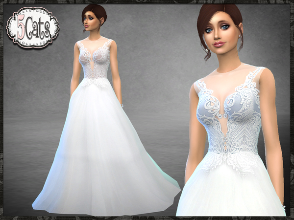 Sims 4 Evanjelin Bridal Gown by Five5Cats at TSR
