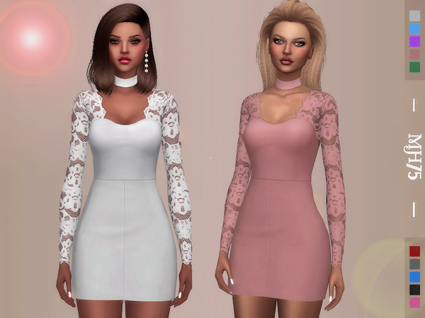 Sims 4 Maisie Lace Dress by Margeh 75 at TSR