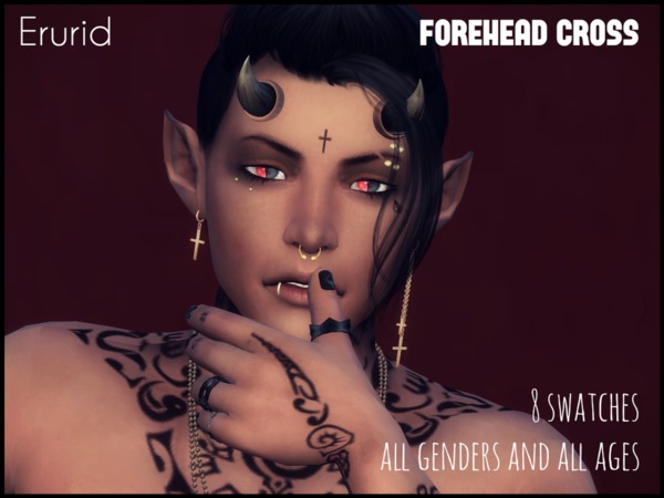 Sims 4 Forehead Cross by Erurid at TSR