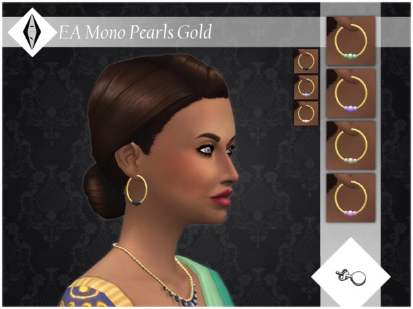 Sims 4 EA Mono Pearls Gold Earrings by ALExIA483 at TSR