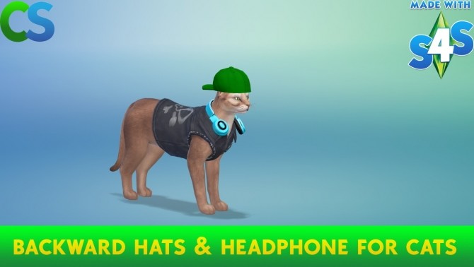 Sims 4 Backward Hats and Headphone for Cats by cepzid at SimsWorkshop