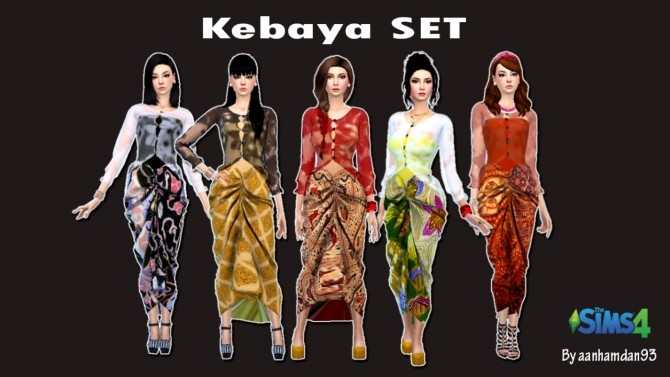 Sims 4 Kebaya SET dress + gloves at Aan Hamdan Simmer93
