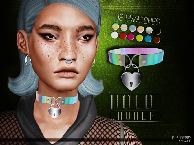 Holo choker at Blahberry Pancake » Sims 4 Updates