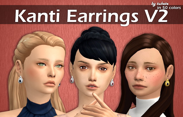 Sims 4 Kanti Earrings V2 at Tukete