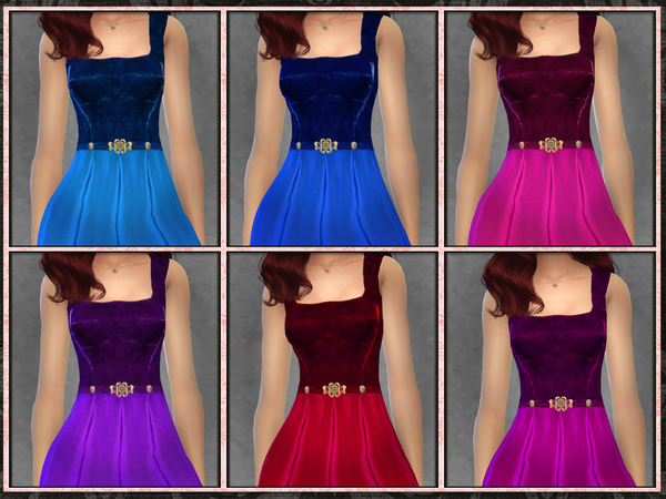 Sims 4 Velvet and Satin Long Dress with Slit by Five5Cats at TSR
