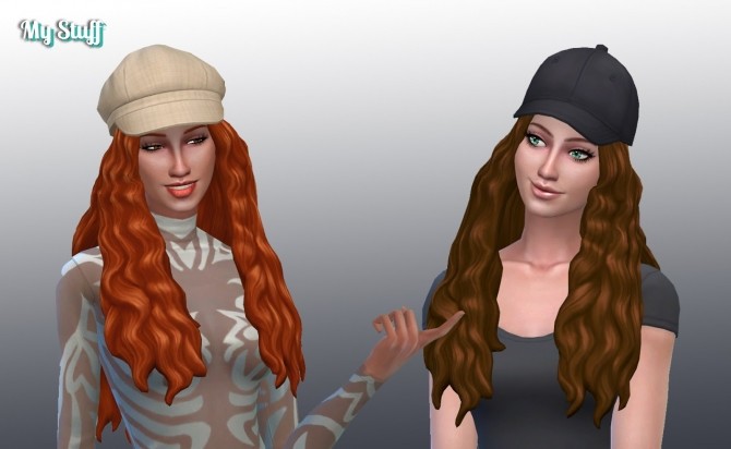 Sims 4 Wavy Middle Part Hair at My Stuff