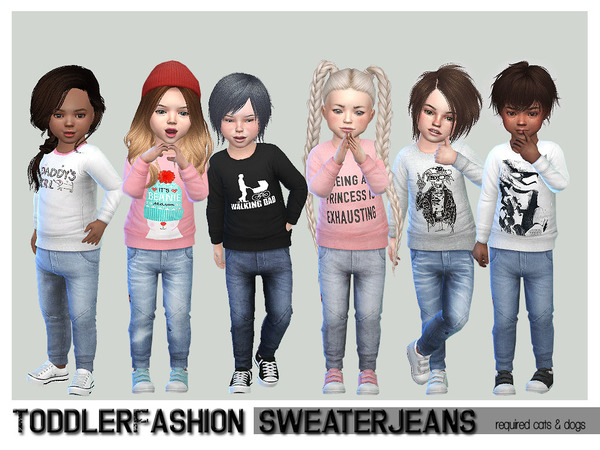 Sims 4 Fashion Set Sweater Jeans by ShojoAngel at TSR