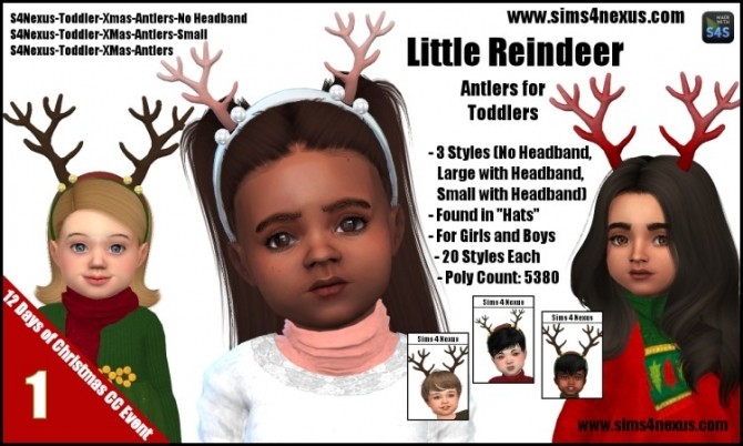 Sims 4 Little Reindeer antlers for toddlers by SamanthaGump at Sims 4 Nexus
