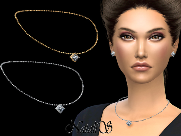 Sims 4 Princess cut pendant necklace by NataliS at TSR