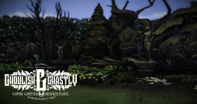 Sims 4 Ghoulish & Ghastly Vampire Pack Plants and Trees unlocked at Simsational Designs
