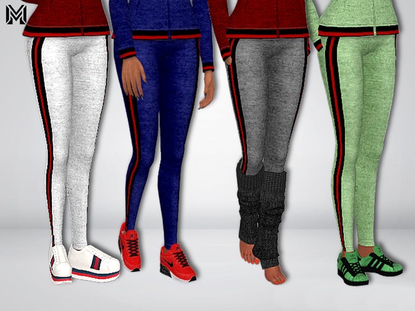 Sims 4 MP Trendy Velvet Stripes leggings by MartyP at TSR