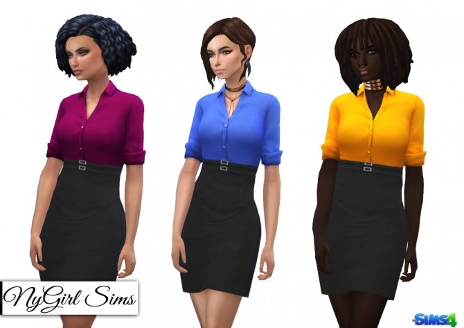 Sims 4 Double Belted Business Dress at NyGirl Sims
