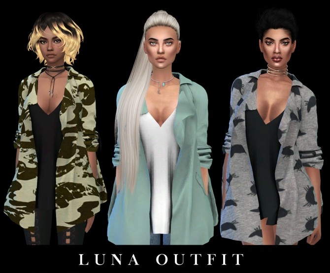 Sims 4 Luna Outfit shirt and jacket (P) at Leo Sims