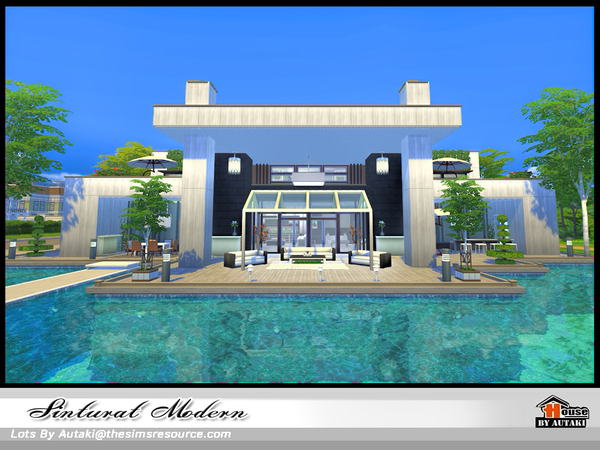 Sims 4 Sinturat Modern house NoCC by autaki at TSR