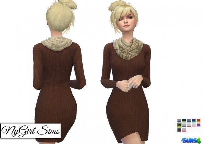 Sims 4 Sweater Dress with Scarf at NyGirl Sims