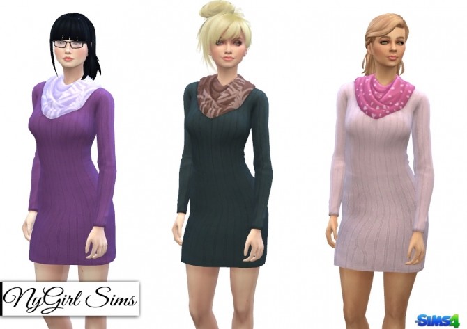 Sims 4 Sweater Dress with Scarf at NyGirl Sims