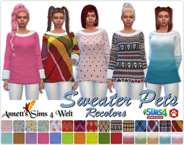 Sims 4 Sweater Pets Recolors at Annett’s Sims 4 Welt