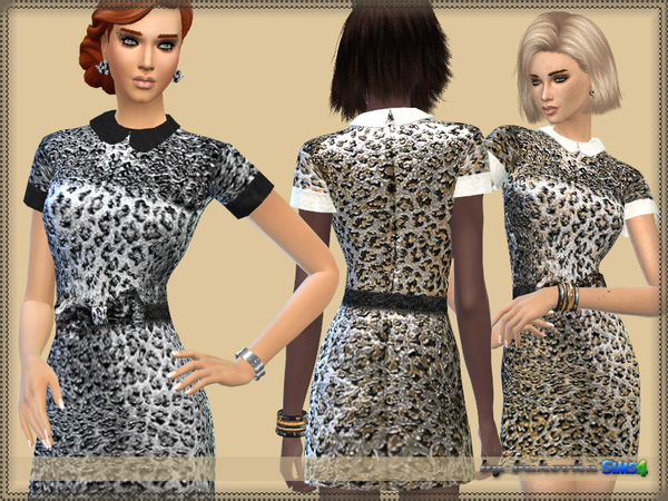 Sims 4 Dress Leopard & Glitter by bukovka at TSR