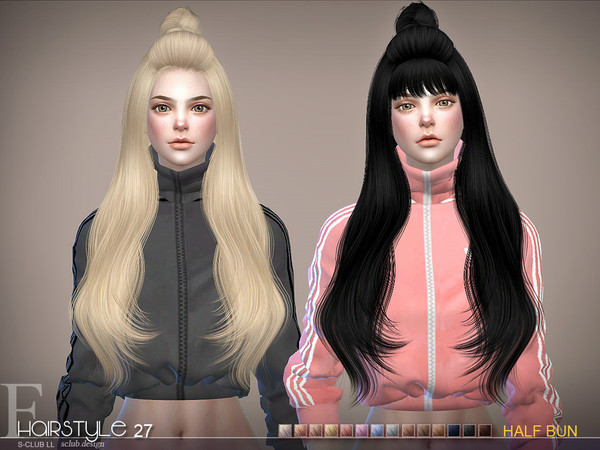 Sims 4 Hair Half Bun n27A by S Club at TSR