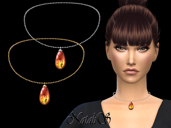 Sims 4 Amber pendant necklace by NataliS at TSR
