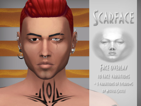 Scarface Male face overlay & eyebrows by WistfulCastle at TSR » Sims 4 ...