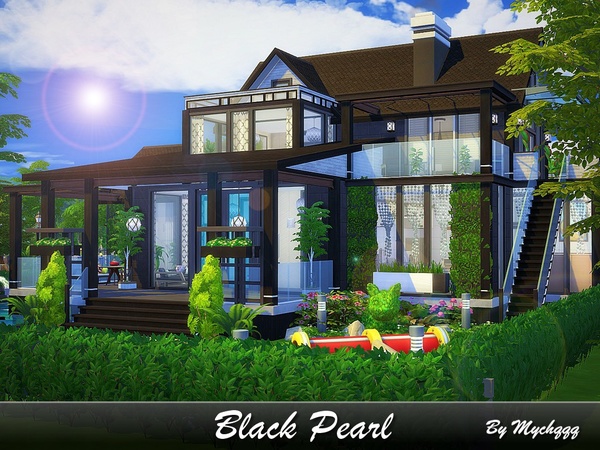 Sims 4 Black Pearl elegant modern house built by MychQQQ at TSR