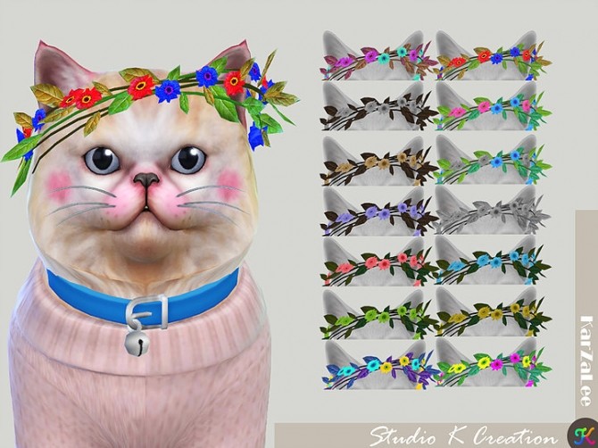 Sims 4 Cat flowers headpiece at Studio K Creation