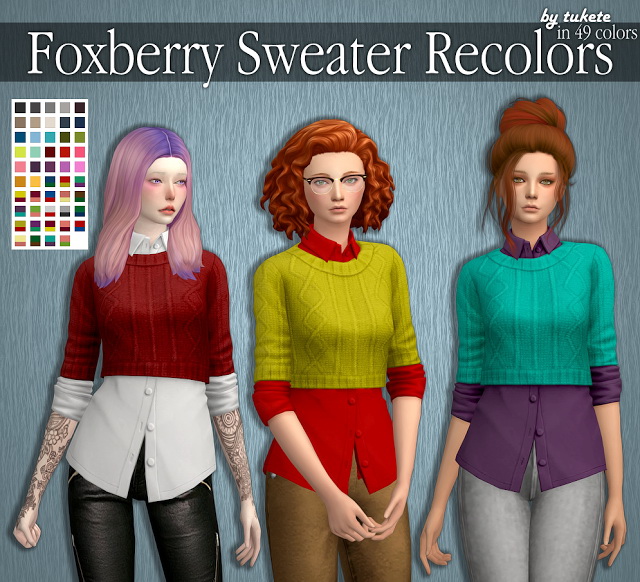 Sims 4 Foxberry Sweater Recolors at Tukete
