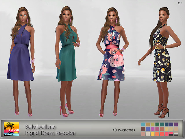 Sims 4 Belaloallure Ingrid Dress Recolor at Elfdor Sims