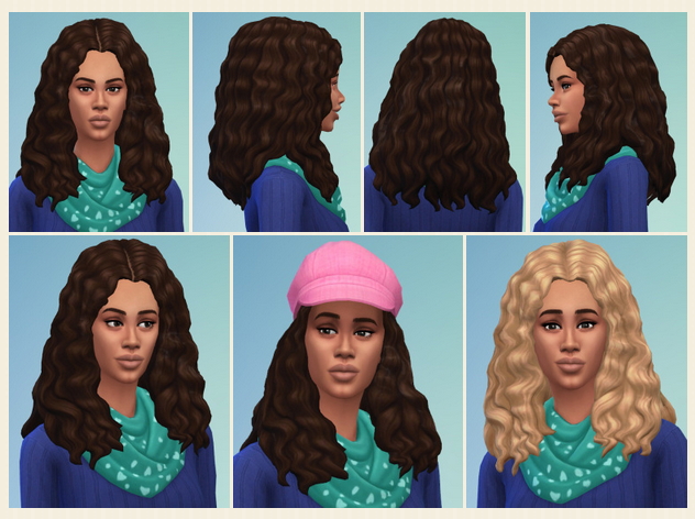 Sims 4 Curly Long Middle Part Hair Edit at Birksches Sims Blog