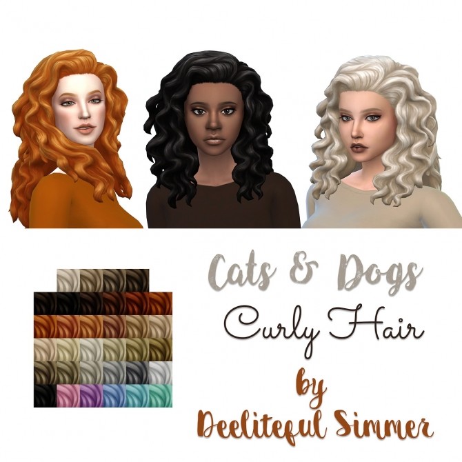 Sims 4 CATS & DOGS CURLY HAIR at Deeliteful Simmer