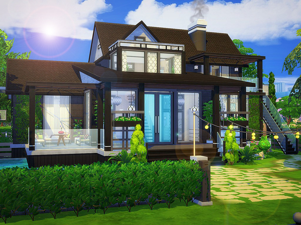 Black Pearl elegant modern house built by MychQQQ at TSR » Sims 4 Updates