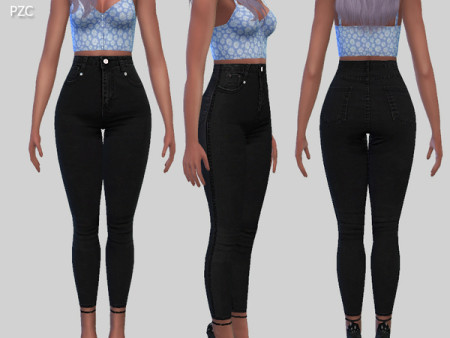 Nasty Girl Black Denim Jeans by Pinkzombiecupcakes at TSR » Sims 4 Updates