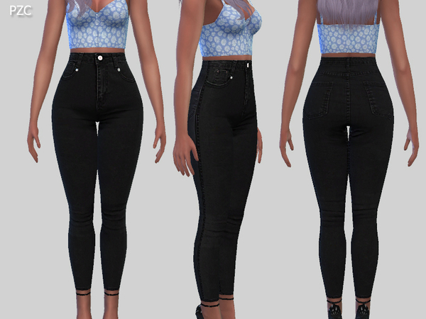 Sims 4 Nasty Girl Black Denim Jeans by Pinkzombiecupcakes at TSR