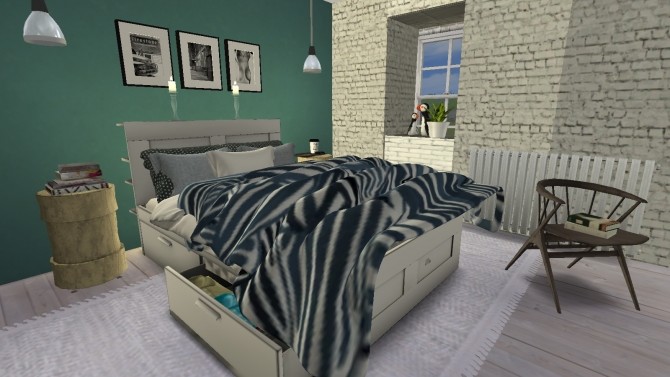 Sims 4 Elrik Scandinavian styled bedroom by Rissy Rawr at Pandasht Productions