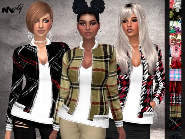 Sims 4 Stylish Autumn Printed Jacket by MartyP at TSR