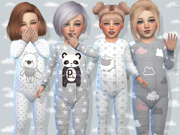 Sims 4 Winter Onesie Set by Pinkzombiecupcakes at TSR