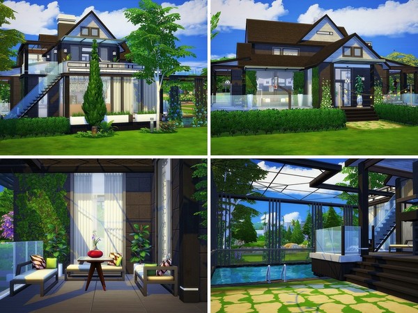 Sims 4 Black Pearl elegant modern house built by MychQQQ at TSR