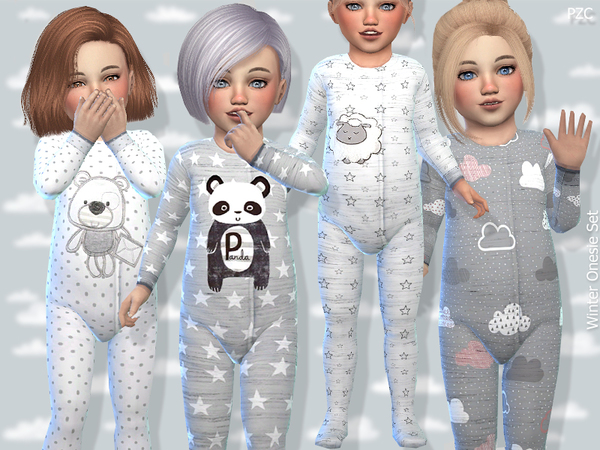 Sims 4 Winter Onesie Set by Pinkzombiecupcakes at TSR