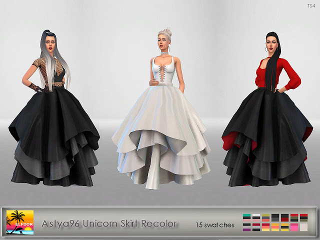 Sims 4 Astya96 Unicorn Skirt Recolor at Elfdor Sims