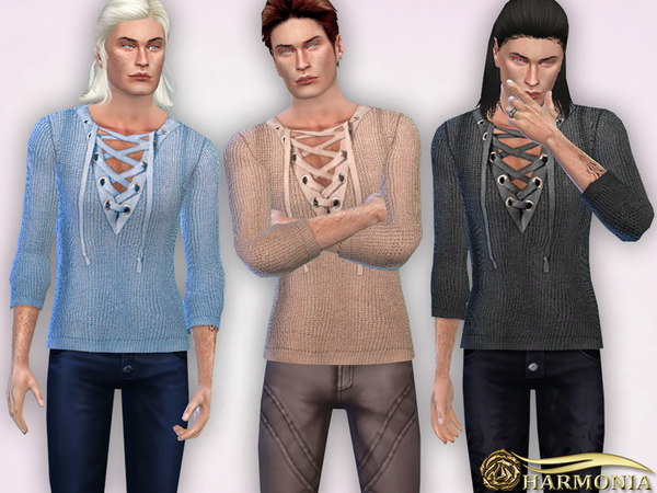 Sims 4 Lace Up Neck Jumper by Harmonia at TSR
