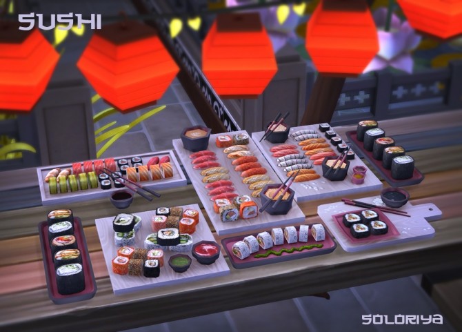 Sims 4 Sushi set at Soloriya