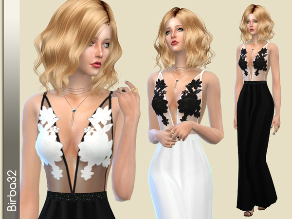 Sims 4 Rossella long dress by Birba32 at TSR