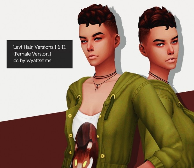 Sims 4 LEVI HAIR VERSIONS I & II F at Wyatts Sims